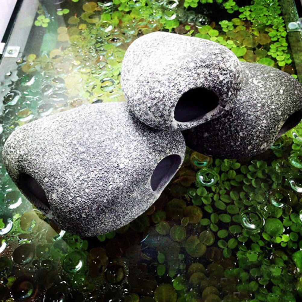 Aquarium Cichlid Stone Ceramics Rock Cave Aquarium Fish Tank Pond Shrimp Breeding Ornament Decor Accessory Decorative Marbles