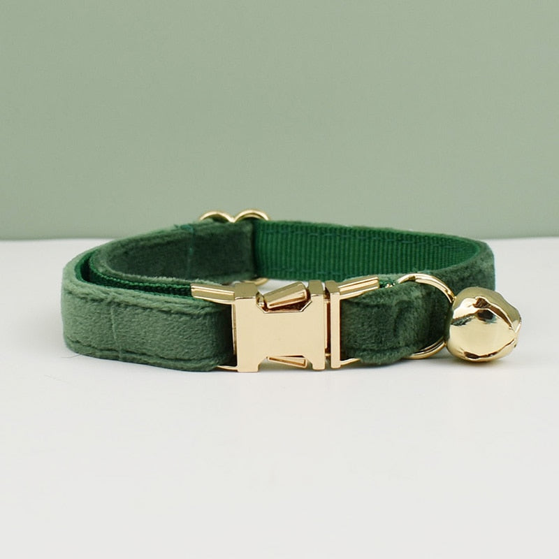 Velvet Cat Collar Bowknot Adjustable Safety Personalized Dog Collar Harness Customized Name Soft Velvet Harness Leash