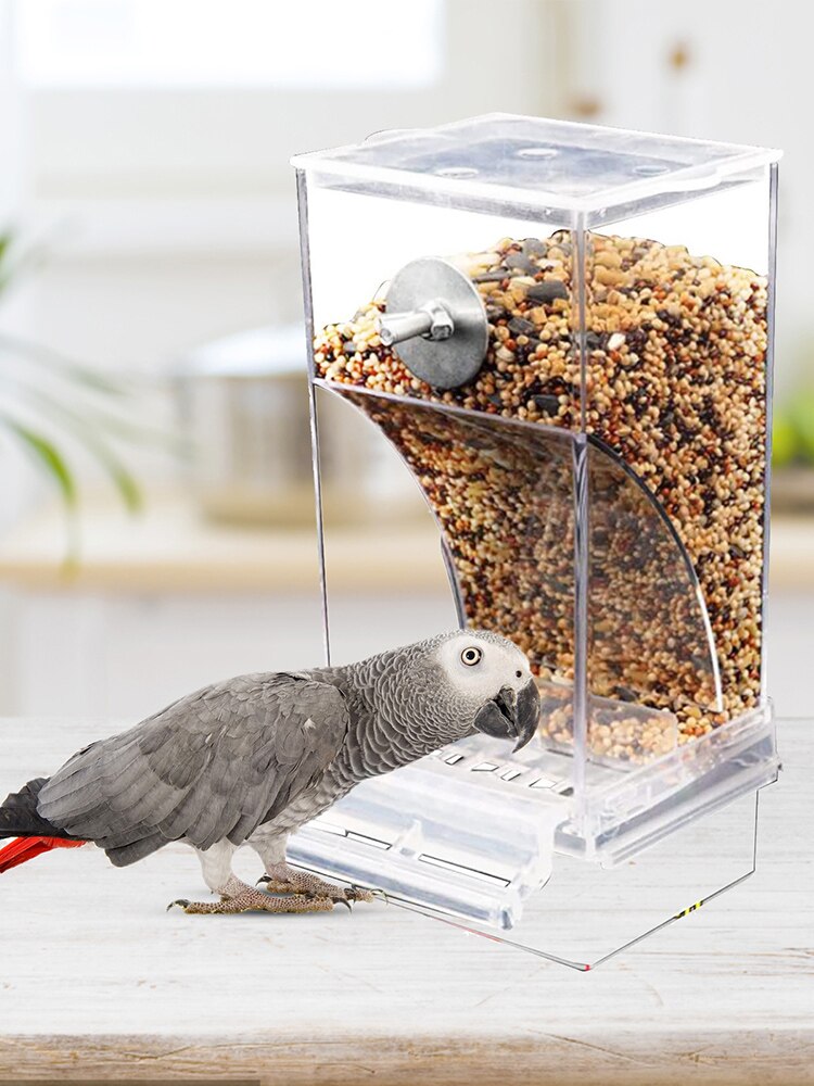 No Mess Bird Feeders Automatic Parrot Feeder Drinker Acrylic Seed Food Container Cage Accessories For Small And Medium Parakeets