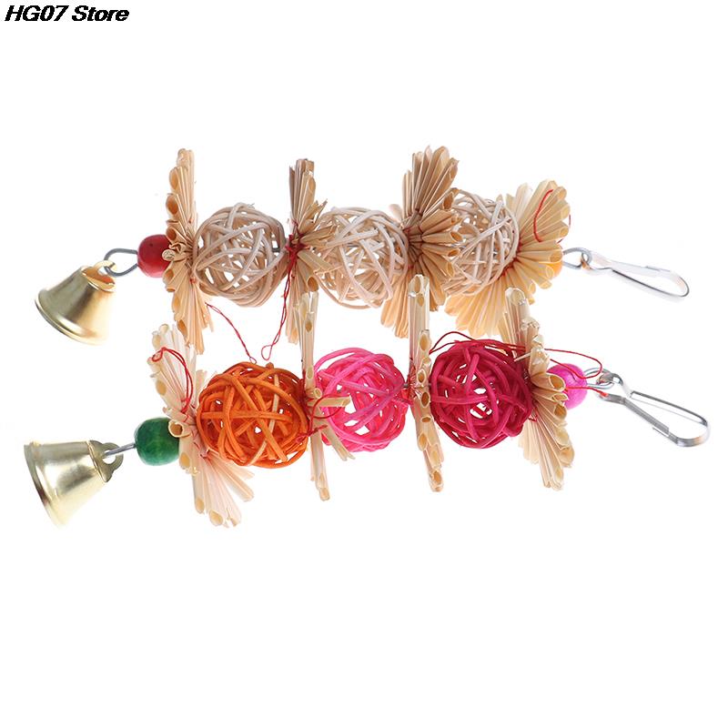 1PC Colorful Parrot Chew Strands Bite Teeth Griiding Ball Bell Attractive Bird Parakeet Toys