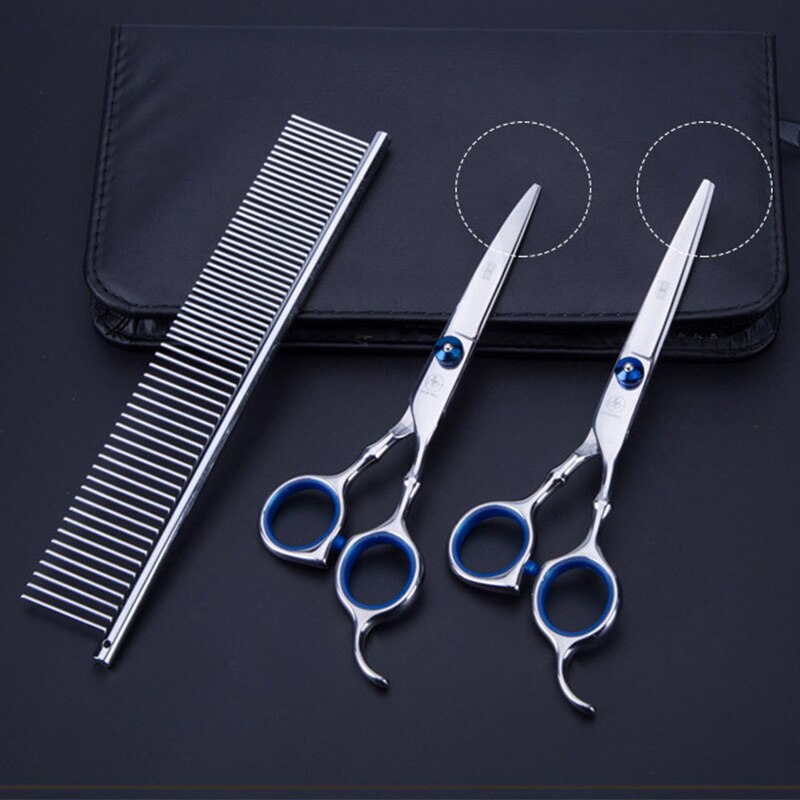 Pet Cat Dogs Grooming Scissors Set Hairdresser Scissors For Dogs Animal Barber Straight Bend UP Curved Shears Teeth Cutting Tool