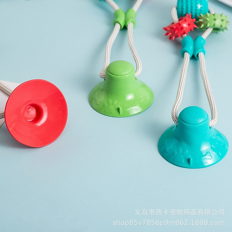 1pc Silicon Pet Dog Toys Suction Cup Tug Dogs Chewing Push Ball Toy Pet Tooth Cleaning Toothbrush for Puppy large Dog Biting Toy
