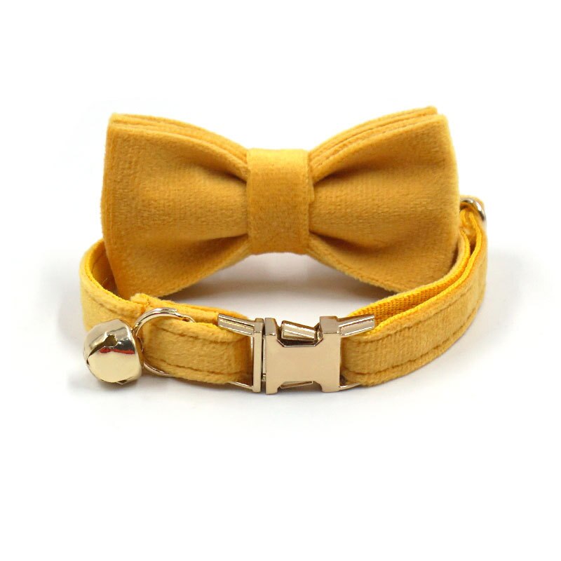 Personalized Cat Collar Velvet ID Engraving Name Tag Collar for Cat Necklace Puppy Kitten Bell Bow tie Custom Small Dog Collar