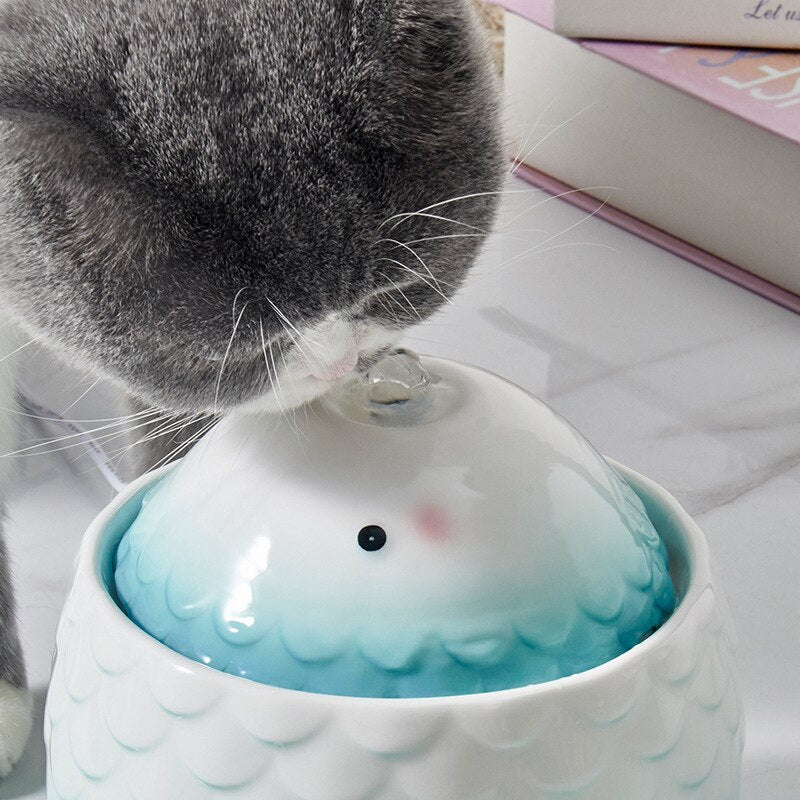 Automatic cat Water Fountain Fish Design