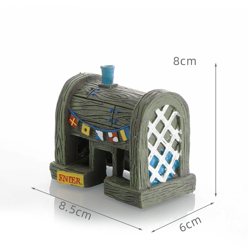 Aquarium Decoration Fish Tank Ornaments Cartoon Character Pineapple House Resin Aquarium Ornaments Floating Decoration