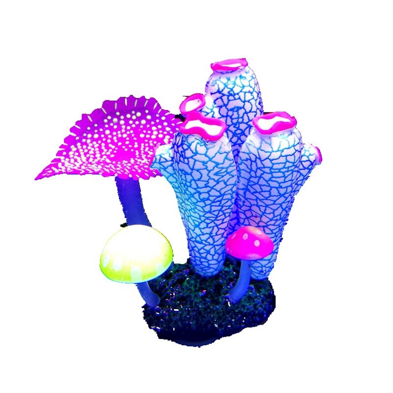 Silicone Glowing Artificial Fish Tank Aquarium Plants Ornament Underwater Ascidian Lettuce Anemone Coral Plant Decor Accessories