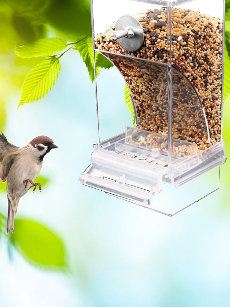 No Mess Bird Feeders Automatic Parrot Feeder Drinker Acrylic Seed Food Container Cage Accessories For Small And Medium Parakeets