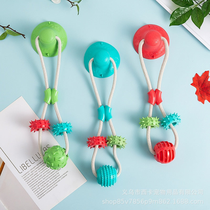 1pc Silicon Pet Dog Toys Suction Cup Tug Dogs Chewing Push Ball Toy Pet Tooth Cleaning Toothbrush for Puppy large Dog Biting Toy