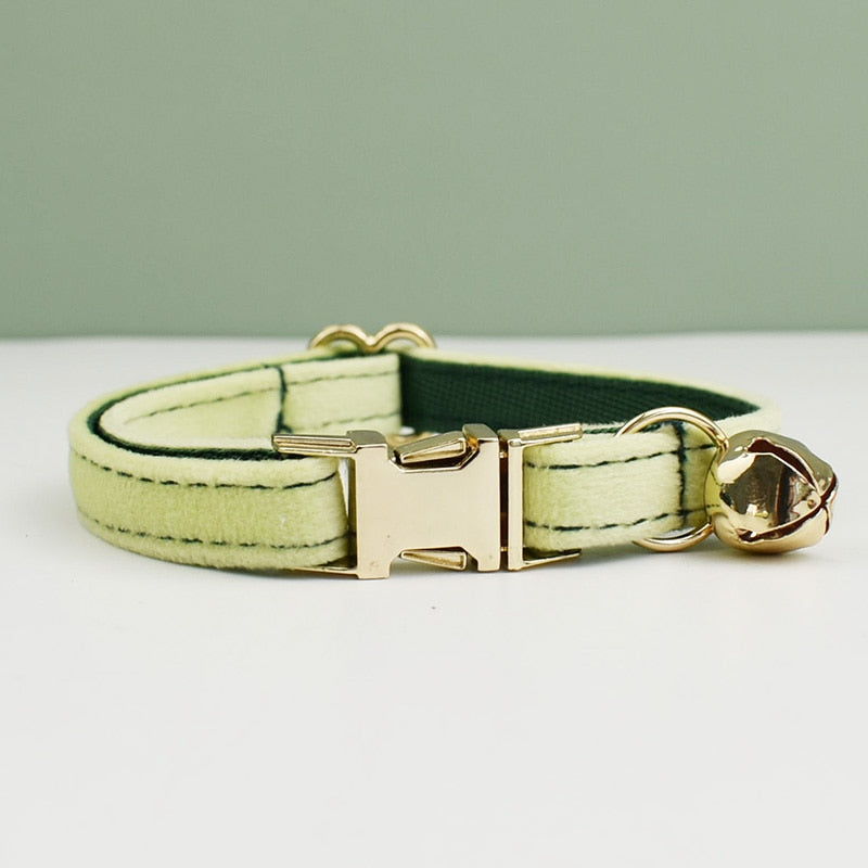 Velvet Cat Collar Bowknot Adjustable Safety Personalized Dog Collar Harness Customized Name Soft Velvet Harness Leash