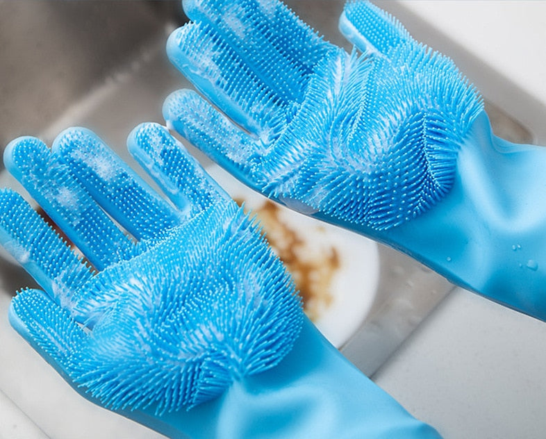 Pet Grooming Cleaning Gloves Dog Cat Bathing Shampoo Glove Scrubber Magic Dishwashing Cleanner Sponge Silicon Hair Removal Glove