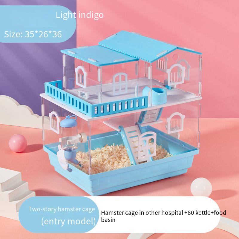 2 Layer Acrylic Hamster Cage Transparent Oversized Double Deck Villa Suitable for Hamster Guinea Pig Small Animals Feeding Box