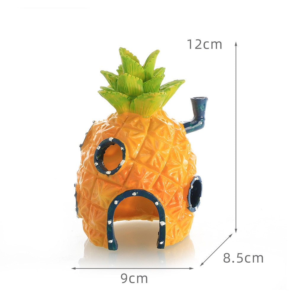 Aquarium Decoration Fish Tank Ornaments Cartoon Character Pineapple House Resin Aquarium Ornaments Floating Decoration