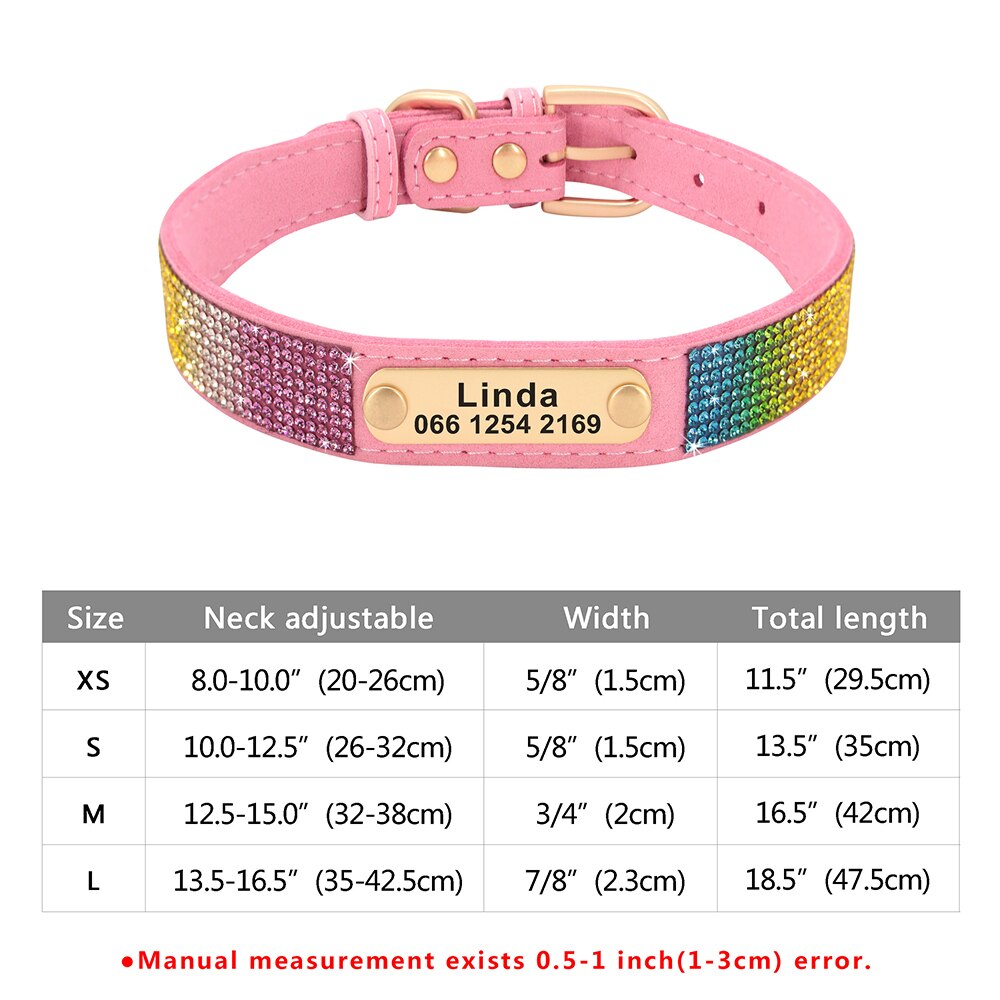 Personalized Cat Collar Bling Rhinestone Small Dog Cats Collars Free Custom Kitten Puppy Nameplate ID Necklace Pet Accessories