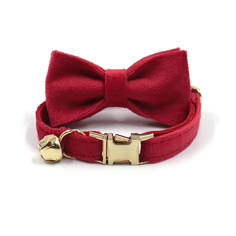 Personalized Cat Collar Velvet ID Engraving Name Tag Collar for Cat Necklace Puppy Kitten Bell Bow tie Custom Small Dog Collar