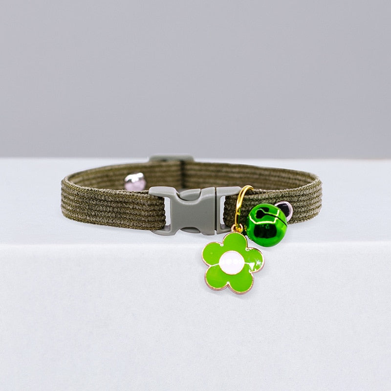 Cat Bell Collar Small Dog Teddy Necklace Adjustable Buckle Bow Tie Cat Neck Ring Pink Cherry Blossom Pendant Pet Collars Jewelry