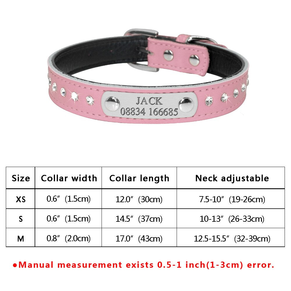 Personalized Cat Collar Bling Rhinestone Small Dog Cats Collars Free Custom Kitten Puppy Nameplate ID Necklace Pet Accessories