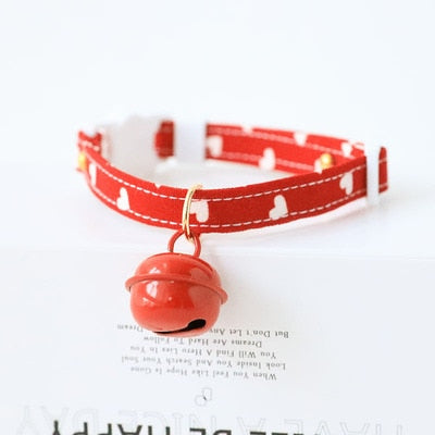 18-48 CM Small Cat Necklace Neck Collar Safety Breakaway Heart shape Dog Tie Adjustable Strap for Puppy Kittens collar with bell