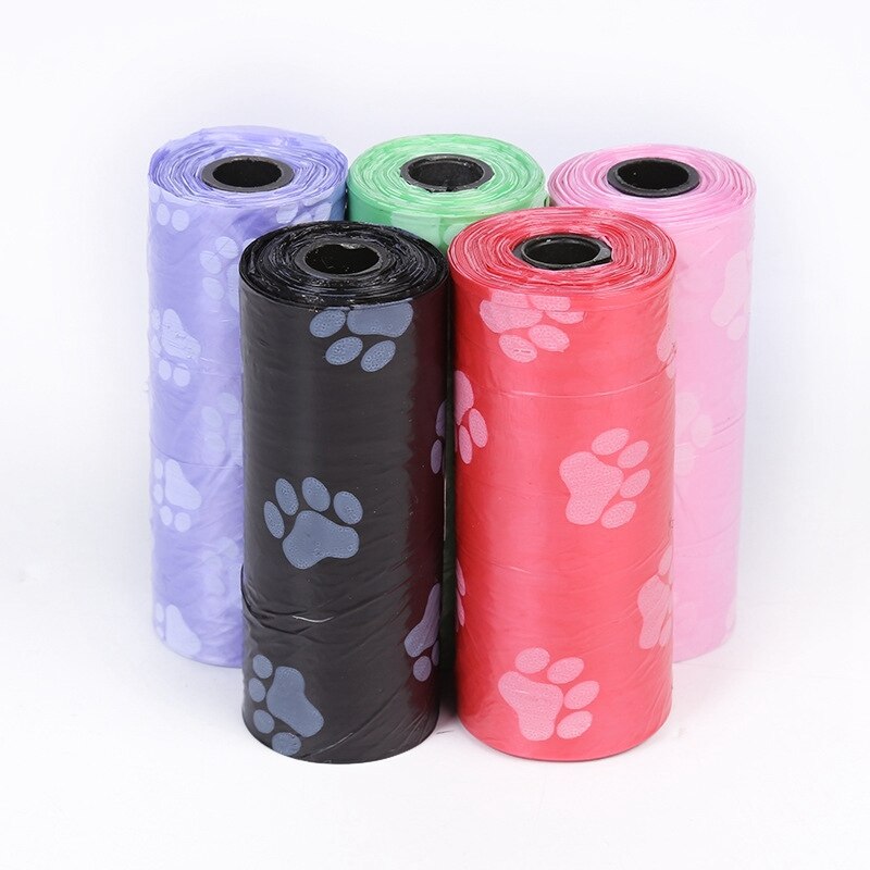 15bag/Roll Dog Cat Poop Bag Collector Pet Pick Up Degradable Garbage Bag Convenient Clean Waste Trash Bag Outdoor Pet Supplies