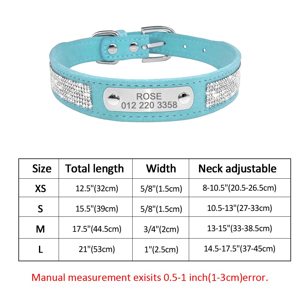Personalized Cat Collar Bling Rhinestone Small Dog Cats Collars Free Custom Kitten Puppy Nameplate ID Necklace Pet Accessories