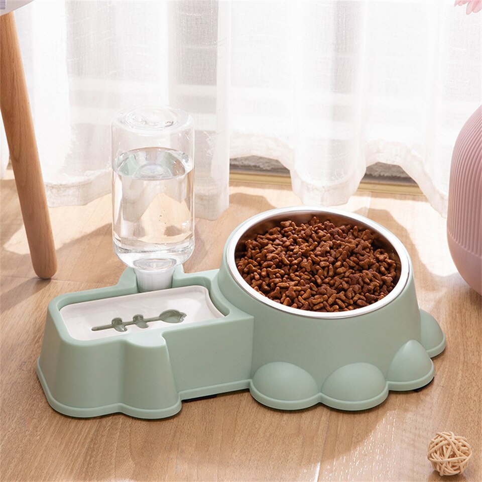 2 IN 1 Pet Cat Bowl With 350ml Automatic Water Feeder