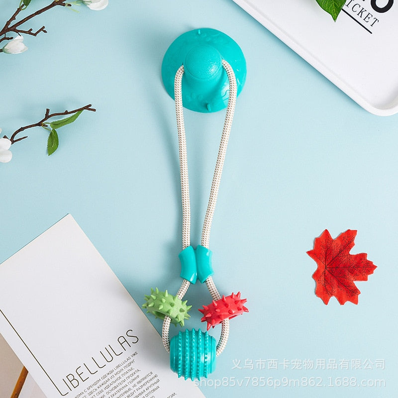 1pc Silicon Pet Dog Toys Suction Cup Tug Dogs Chewing Push Ball Toy Pet Tooth Cleaning Toothbrush for Puppy large Dog Biting Toy