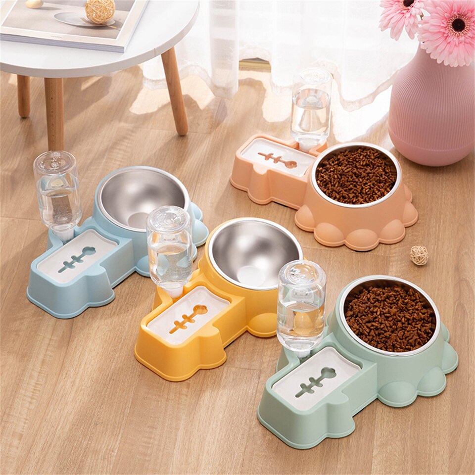 2 IN 1 Pet Cat Bowl With 350ml Automatic Water Feeder