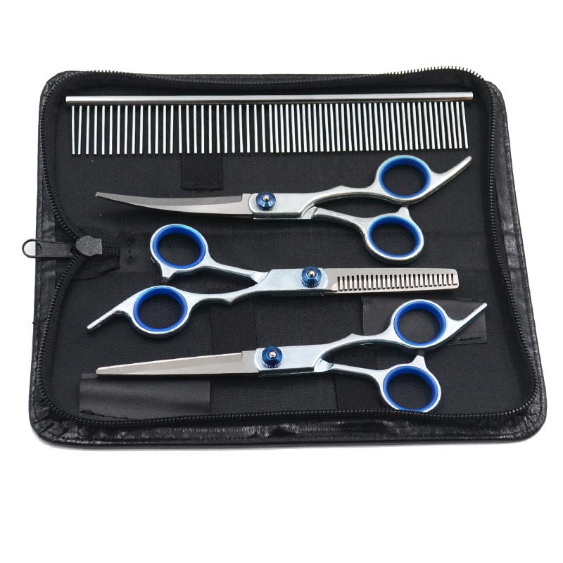 Pet Cat Dogs Grooming Scissors Set Hairdresser Scissors For Dogs Animal Barber Straight Bend UP Curved Shears Teeth Cutting Tool