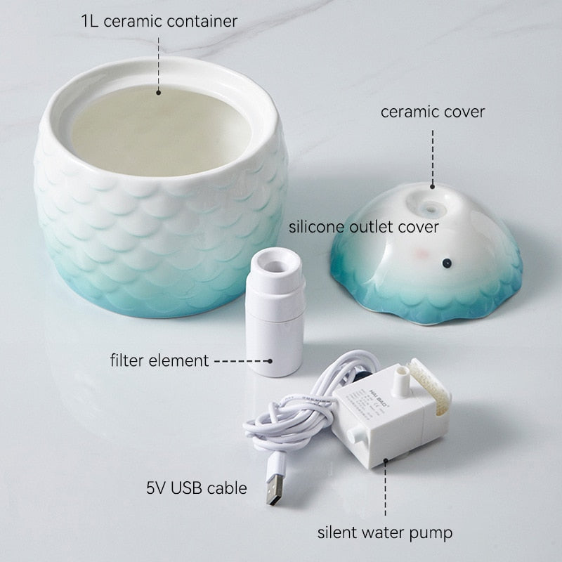 Automatic cat Water Fountain Fish Design