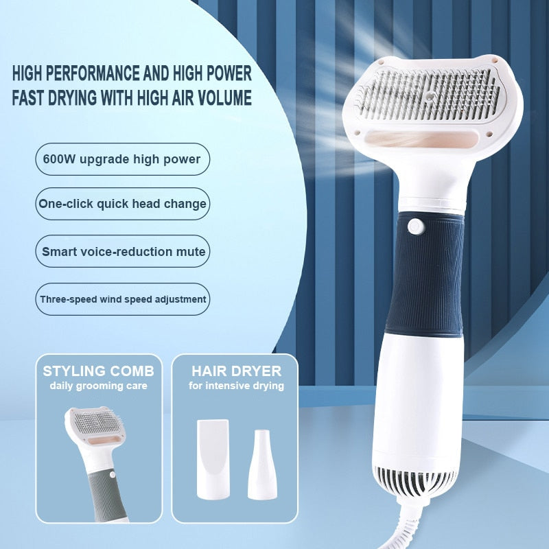 3 in1 Pet Dog Dryer Quiet Dog Hair Dryers and Comb Brush Grooming Kitten Cat Hair Comb Puppy Fur Blower Low Noise Temprature