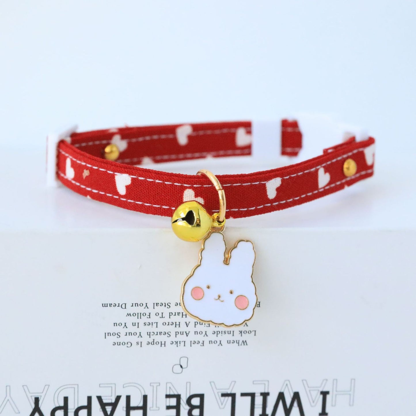 18-48 CM Small Cat Necklace Neck Collar Safety Breakaway Heart shape Dog Tie Adjustable Strap for Puppy Kittens collar with bell