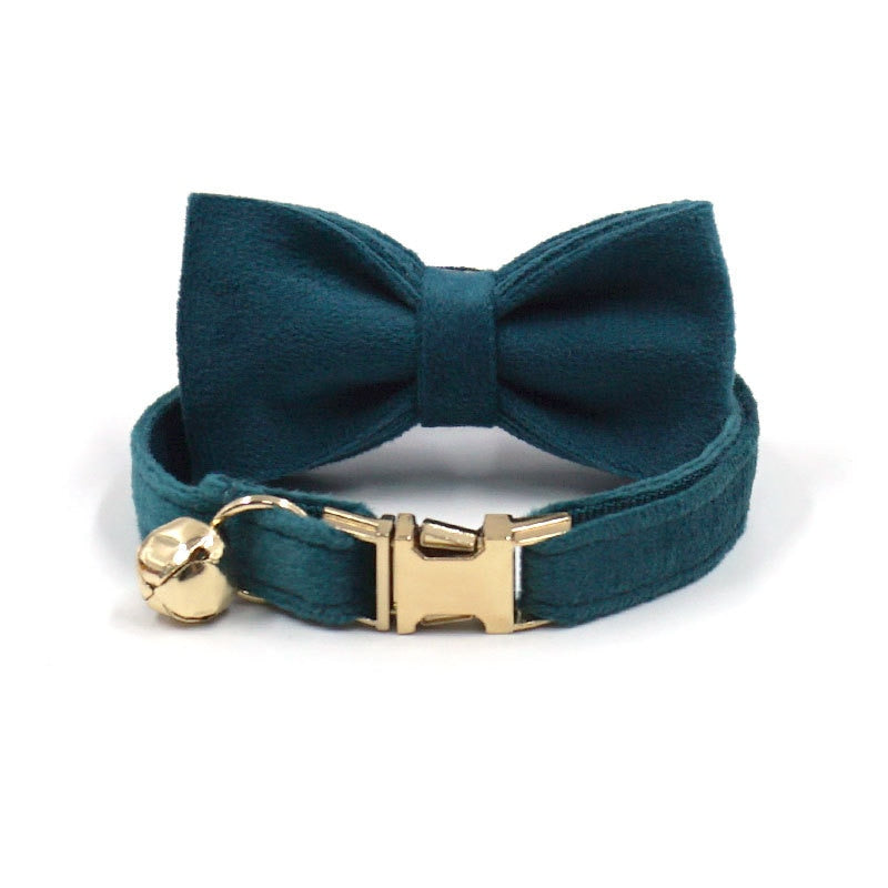 Personalized Cat Collar Velvet ID Engraving Name Tag Collar for Cat Necklace Puppy Kitten Bell Bow tie Custom Small Dog Collar