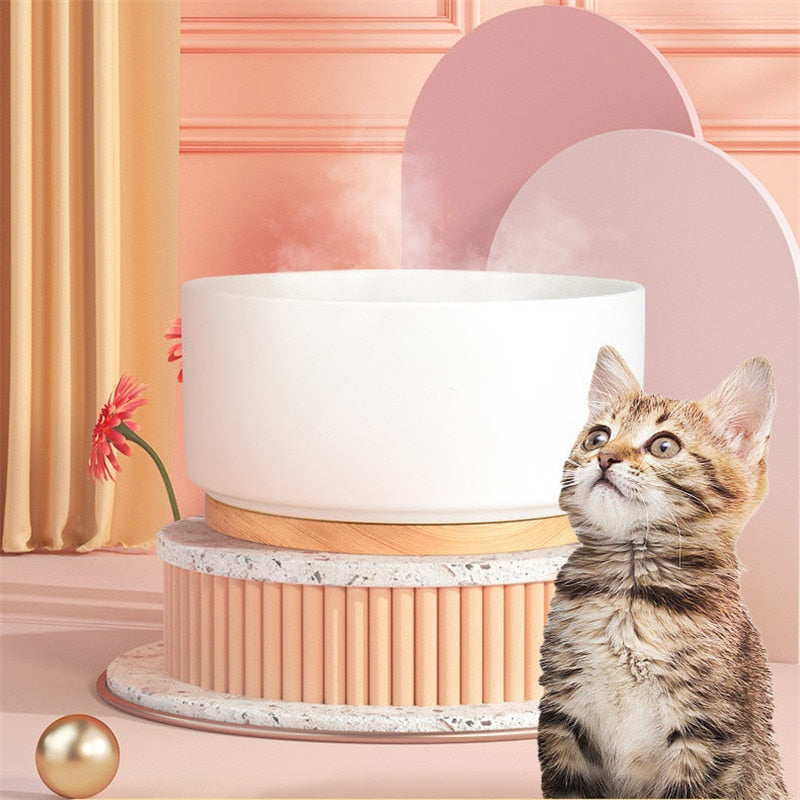 Cat Water Dispenser Automatic Pet Bowl Ceramics Home Decor Pet Heating Bowl Winter Warm Cat Water Bowls Auto Power-off Dog Bowl