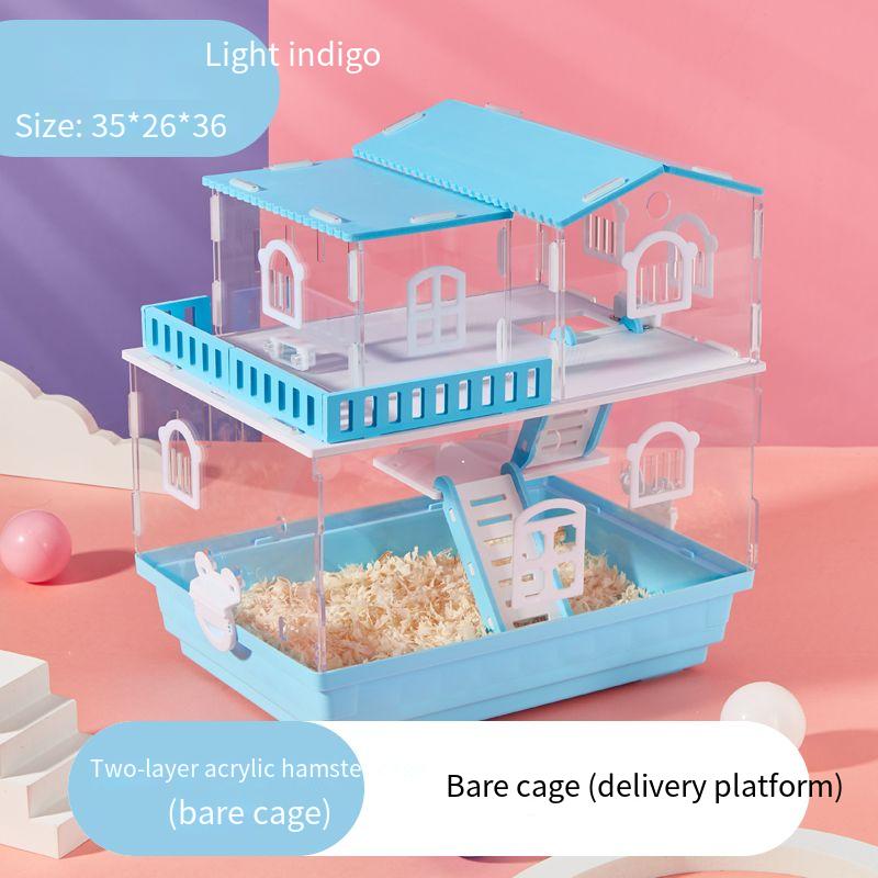 2 Layer Acrylic Hamster Cage Transparent Oversized Double Deck Villa Suitable for Hamster Guinea Pig Small Animals Feeding Box
