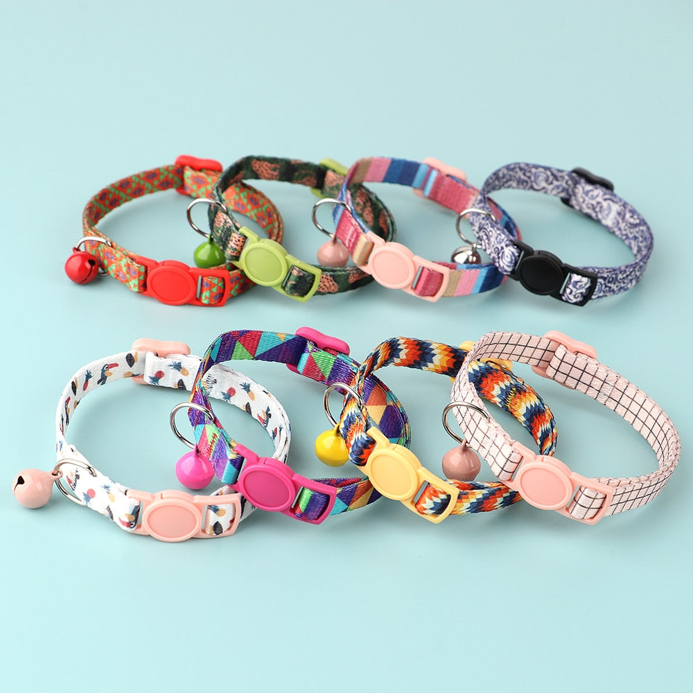 Bohemia Personalized ID Pet Cat Collar Free Engraving Custom Nylon Safety Breakaway Puppy Cat Collars Necklace Pet Accessories