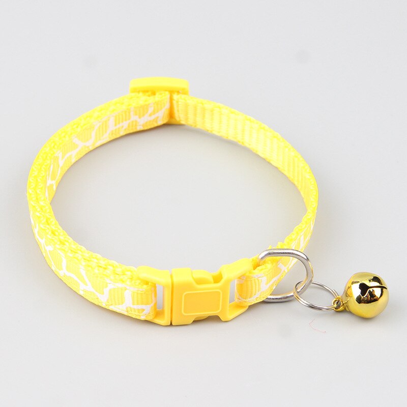 Cat Collar Colorful Cartoon Print Cats Puppy Collar with Bells Adjustable Nylon Buckle Collars Pets Dogs Neck Cat Accessories