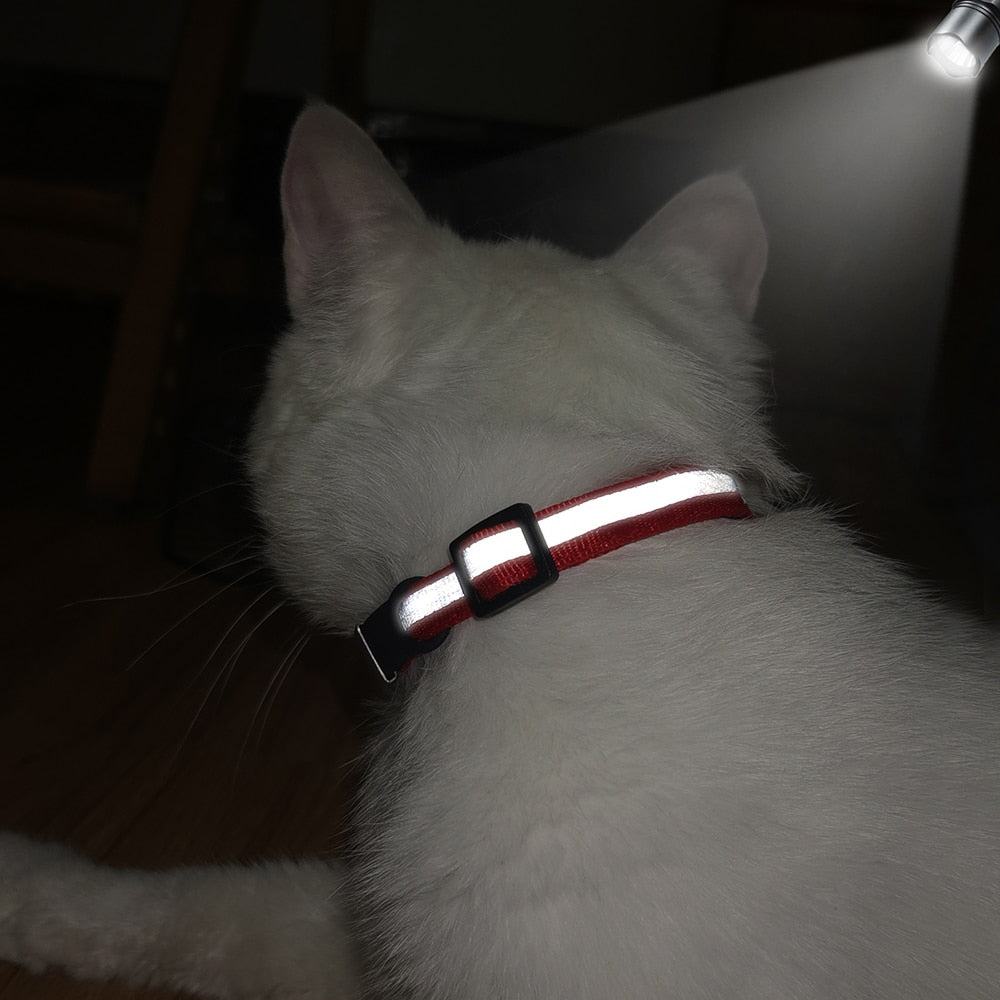 Reflective Cat Collar Engraved Safe Cats Kitten Collars with Bell Puppy Pet Necklace Accessories for Cat Small Dog Chihuahua