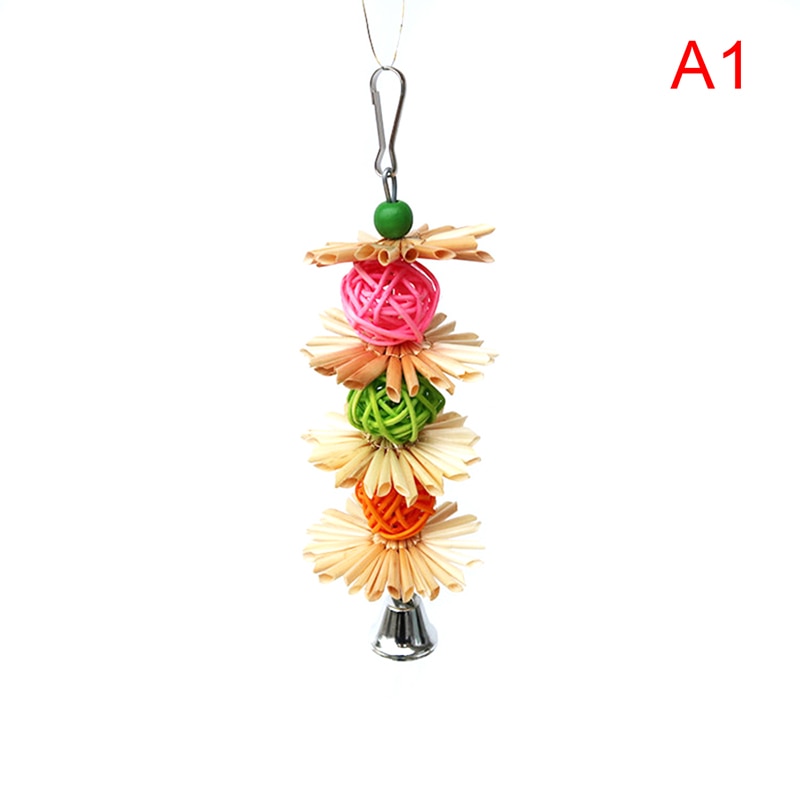 1PC Colorful Parrot Chew Strands Bite Teeth Griiding Ball Bell Attractive Bird Parakeet Toys