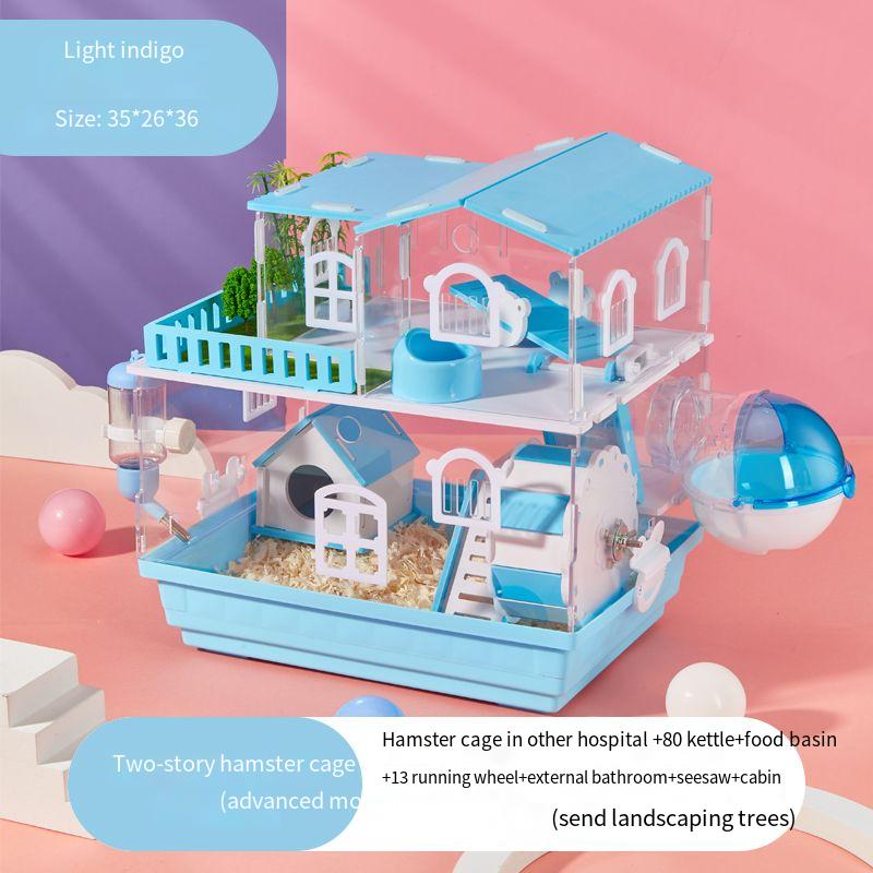 2 Layer Acrylic Hamster Cage Transparent Oversized Double Deck Villa Suitable for Hamster Guinea Pig Small Animals Feeding Box