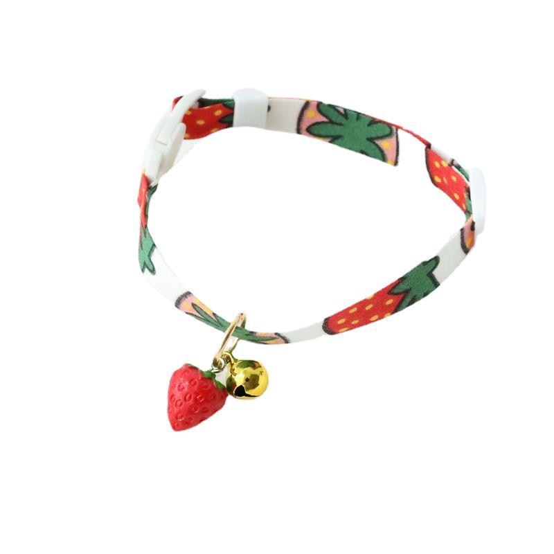 Cute cartoon fashion cat collar adjustable clock dog collar summer strawberry pineapple pet collar kitten and puppy decoration