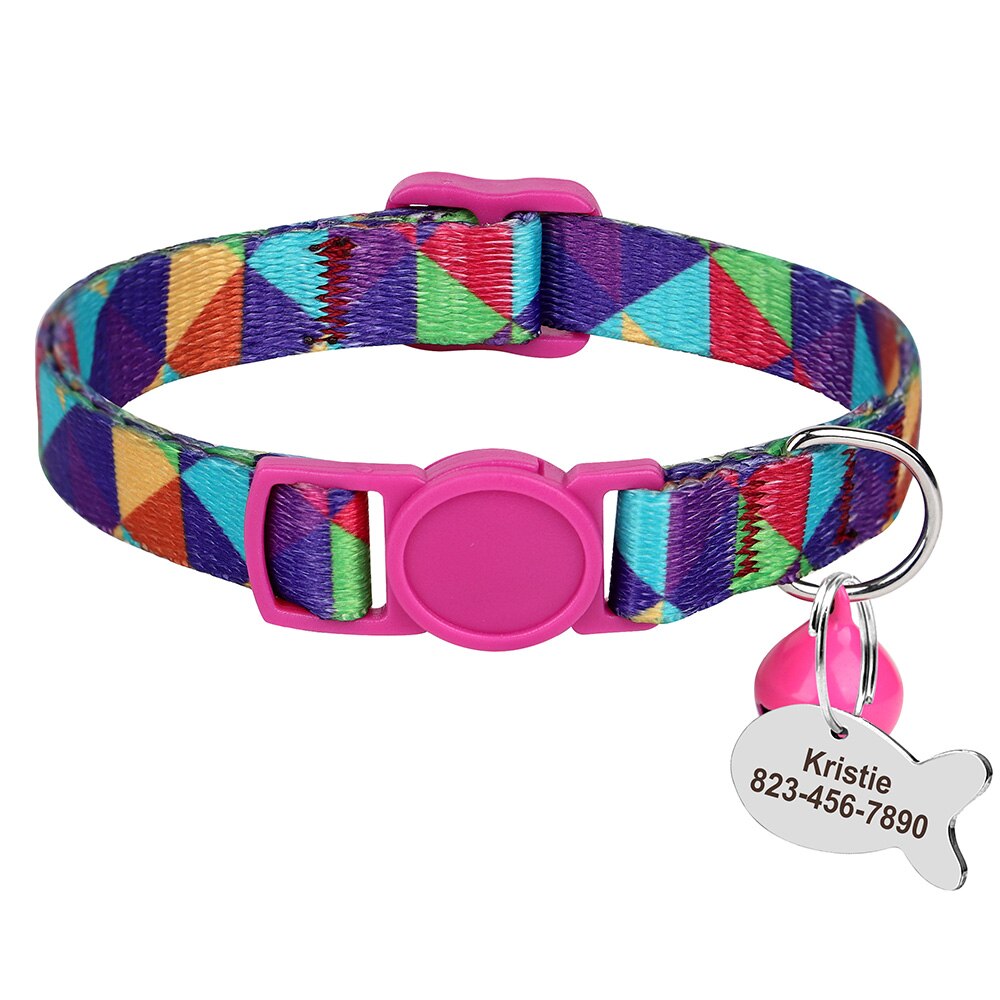Bohemia Personalized ID Pet Cat Collar Free Engraving Custom Nylon Safety Breakaway Puppy Cat Collars Necklace Pet Accessories