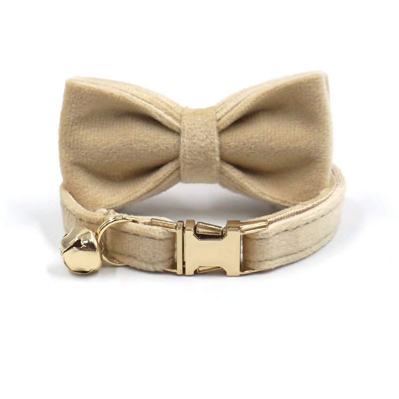 Personalized Cat Collar Velvet ID Engraving Name Tag Collar for Cat Necklace Puppy Kitten Bell Bow tie Custom Small Dog Collar