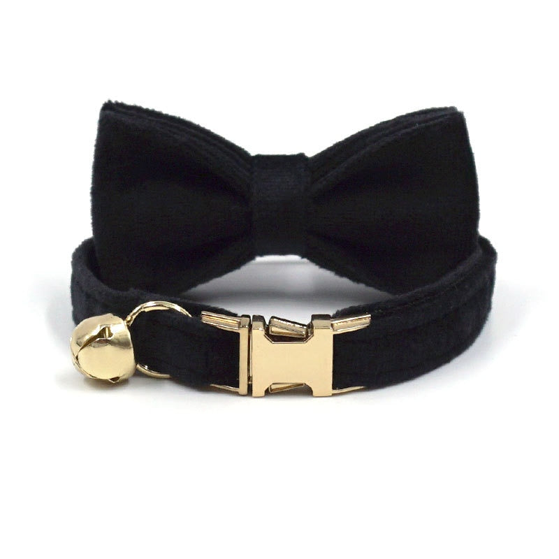 Personalized Cat Collar Velvet ID Engraving Name Tag Collar for Cat Necklace Puppy Kitten Bell Bow tie Custom Small Dog Collar