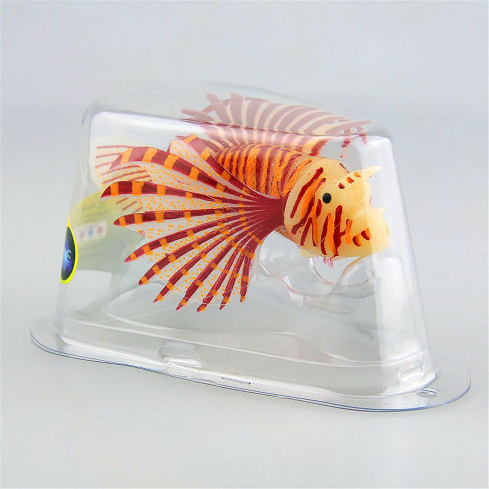 Artificial Luminous Lionfish Fish Tank Landscape Silicone Fake Fish Glow In Dark Aquarium Decoration
