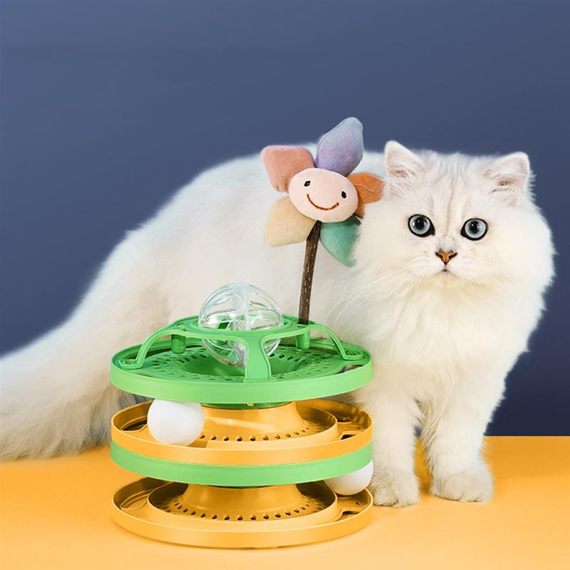 3 Levels Cat Tracks Toy With Balls Pet Cat Toy Tower Tracks Disc Puzzle Exercise Teaser Interactive Chase Toys For Cats Kitten