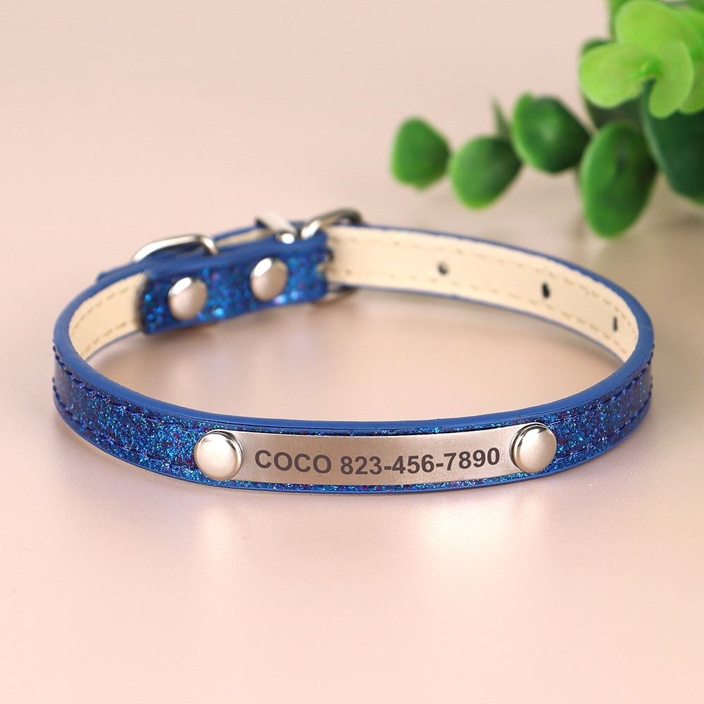 Anti-lost Cat ID Collar Personalized Puppy Cat Collars Necklace Free Engraved ID Name Tag For Kitten Cats Small Dogs Bling