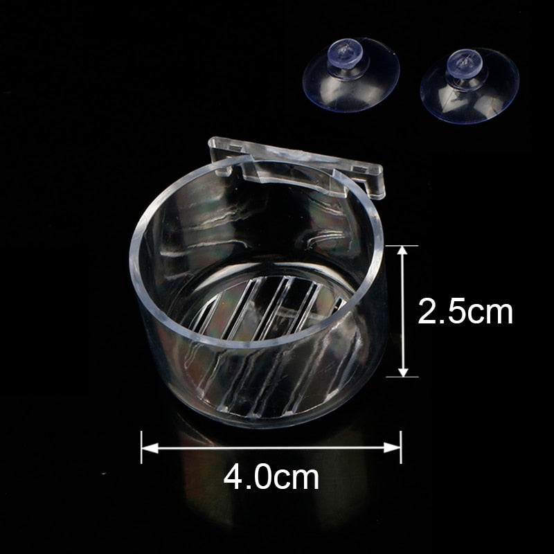 Aquarium Decoration Plant Cup Pot Acrylic Waterweed Cup with Suction Holder Mini Gardening Vase Red Worm Feeder For Fish Tank