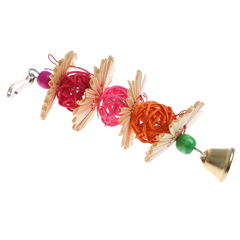1PC Colorful Parrot Chew Strands Bite Teeth Griiding Ball Bell Attractive Bird Parakeet Toys