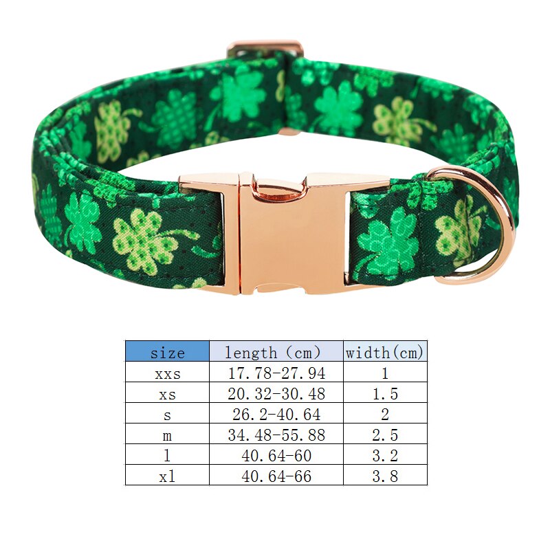 Unique Style Paws st partick Day Dog Collar with Bow Clover Green Shamrock Pet Collar Flower Dog Collar Large Medium Small Dog