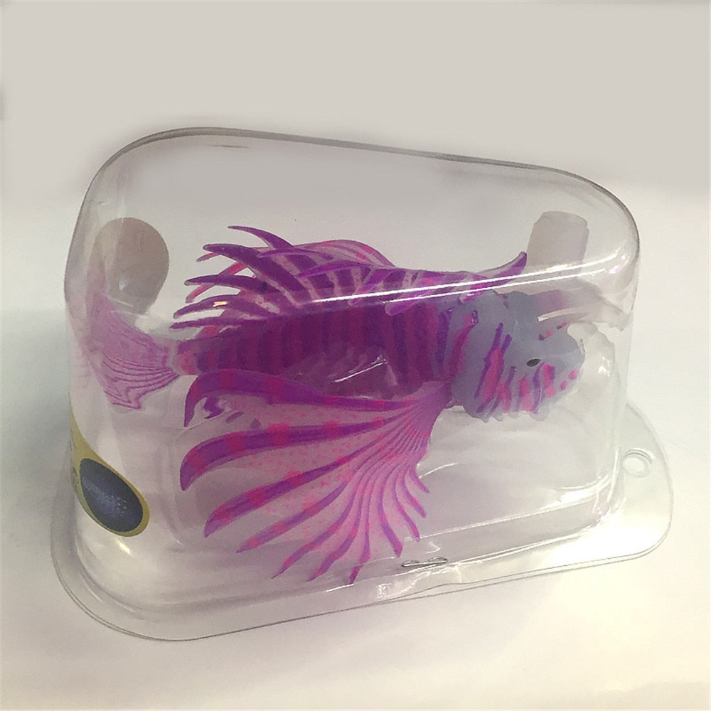 Artificial Luminous Lionfish Fish Tank Landscape Silicone Fake Fish Glow In Dark Aquarium Decoration