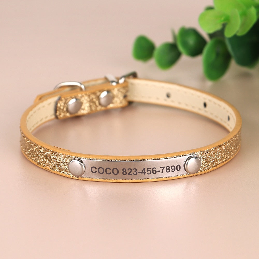 Anti-lost Cat ID Collar Personalized Puppy Cat Collars Necklace Free Engraved ID Name Tag For Kitten Cats Small Dogs Bling